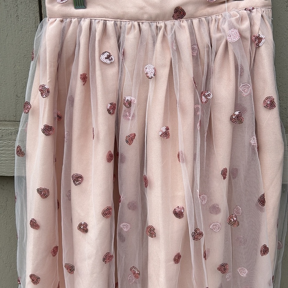 NWT Unique Vintage Magnolia Park Tulle Sequin Hearts Skirt Retro Pinup Feminine - Picture 2 of 7